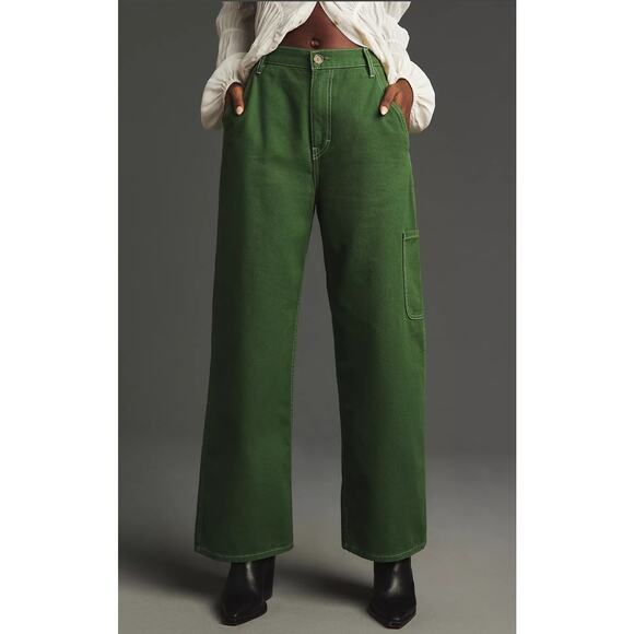 NWT Atelier Delphine Bishti Wide-Leg Green Utility Pants - XS - Picture 2 of 8